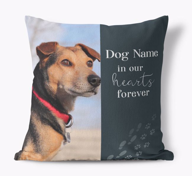 In Our Hearts Forever: Personalised {breedFullName} Photo Upload Cushion